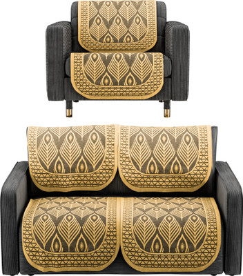 KUBER INDUSTRIES Cotton 3 Seater Sofa Geometric Cover(Pack of 6 Gold)