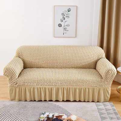 KUBER INDUSTRIES Polyester 2 Seater Sofa Checkered Cover(Pack of 1 Beige)