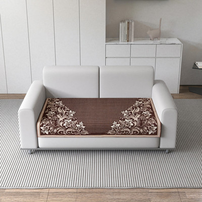 Flipkart SmartBuy Velvet 2 Seater Sofa Floral Cover(Pack of 1 Brown)