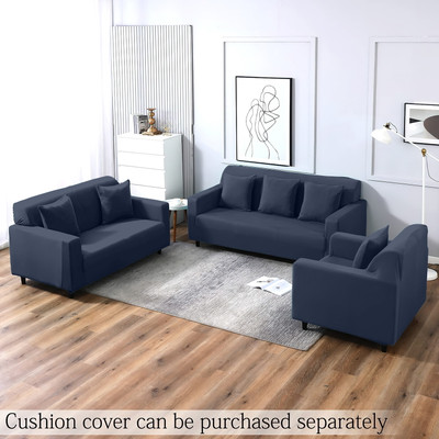 Cortina Polyester 3+1+1 Seater Sofa Plain Cover(Pack of 1 Grey)