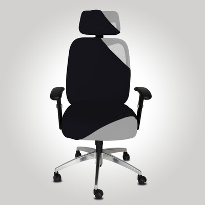 LAZI Polycotton 1 Seater Chair Plain Cover(Pack of 1 200GSM Fabric Black Office Chair Cover with Headrest Cover Protector Seat Covers)