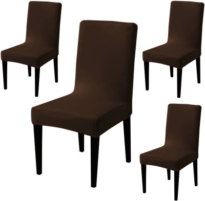 HOKiPO Velvet Plain Chair Cover(Brown Pack of 4)