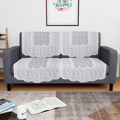 KUBER INDUSTRIES Cotton 2 Seater Sofa Geometric Cover(Pack of 4 White)