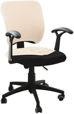 HOKiPO Jacquard 1 Seater Chair Plain Cover(Pack of 1 Beige)