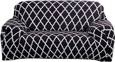 ADstore Polyester Geometric 3 Seater Sofa Cover(Black Pack of 1)
