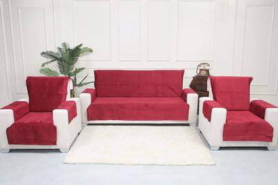 RRB TEXTILE Velvet Plain 3 Seater Sofa Cover(Maroon Pack of 3)
