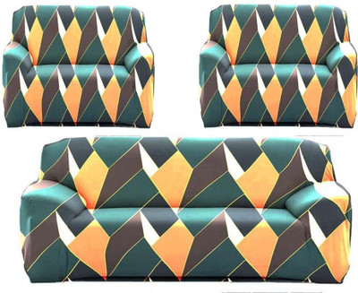 ADstore Polyester Geometric 3+1+1 Seater Sofa Cover(Multicolor Pack of 1)
