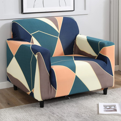FurShine Polyester Checkered 1 Seater Sofa Cover(Green Pack of 1)