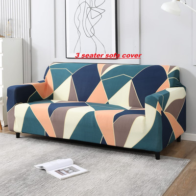PRABHNOOR Polyester Geometric 3 Seater Sofa Cover(Multicolor Pack of 1)