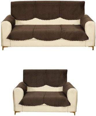 Bigger fish Velvet Checkered 3+2 Seater L-Shape Sofa Cover(Coffee Pack of 14)