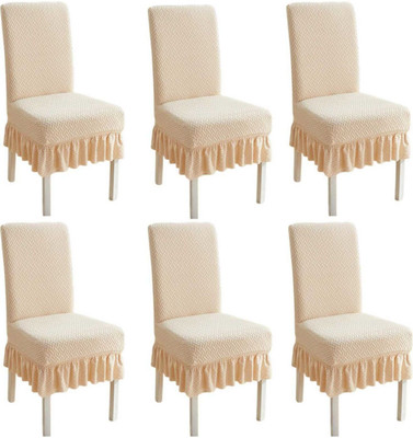 vinsano Jacquard 1 Seater Chair Plain Cover(Pack of 6 cream)