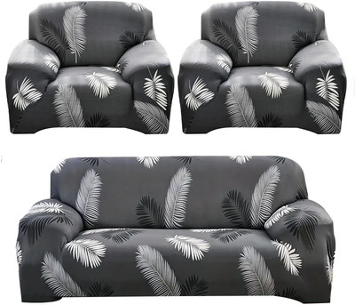FurShine Polyester Checkered 3+1+1 Seater Sofa Cover(Dark Grey Pack of 3)