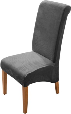 HOKiPO Velvet Plain Chair Cover(Dark Grey Pack of 1)