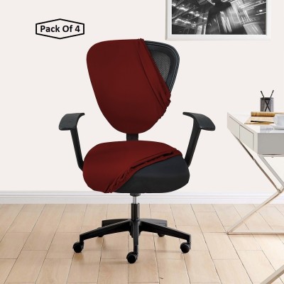 HOTKEI Polycotton Plain Chair Cover(MAROON Pack of 4)