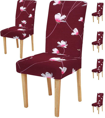 RS Quality Polyester Abstract 1 Seater Chair Cover(Maroon Pack of 6)
