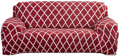 TURIYA Polyester, Polycotton 3 Seater Sofa Floral Cover(Pack of 1 Red, White, Clear)
