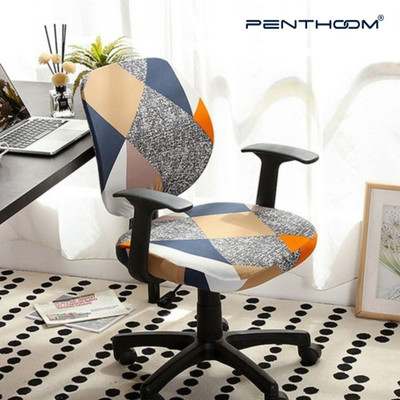 PENTHOOM Polyester Geometric 1 Seater Chair Cover(Multicolor Pack of 1)
