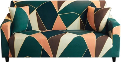 KriShyam Polyester Geometric Sofa Cover(Green, Multicolor Pack of 1)