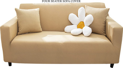 HOUSE OF QUIRK Polyester Plain 4 Seater Sofa Cover(Gold Pack of 1)