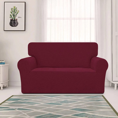 lukzer Jacquard Geometric 2 Seater Sofa Cover(Red Pack of 1)