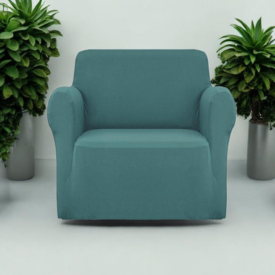 Coozly Polyester Plain 1 Seater Sofa Cover(Teal Pack of 1)