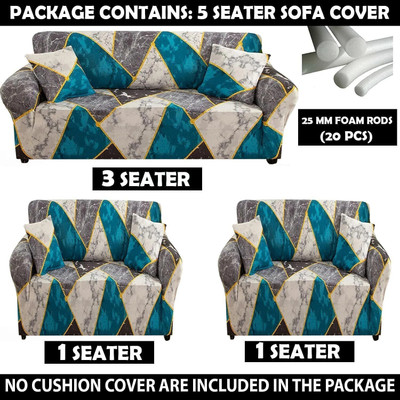 B BESTILO Polyester Geometric 3+1+1 Seater Sofa Cover(Multicolor Pack of 3)