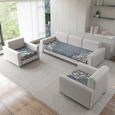 Flipkart SmartBuy Velvet Floral 3+1+1 Seater Sofa Cover(Grey Pack of 3)