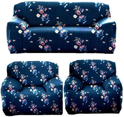 papsun Polyester 3+1+1 Seater Sofa Floral Cover(Pack of 1 Blue)