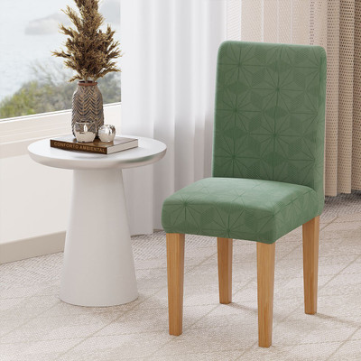 lukzer Jacquard 1 Seater Chair Plain Cover(Pack of 2 Pastel Green Starlight)