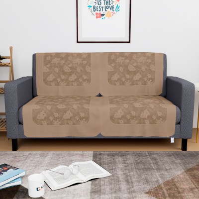 HOMESTIC Cotton Floral Sofa Cover(Brown Pack of 4)