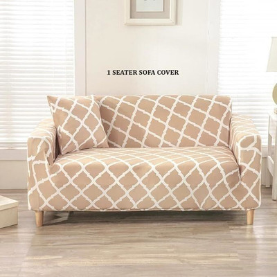 Flipkart SmartBuy Polycotton 1 Seater Sofa Geometric Cover(Pack of 1 Beige)