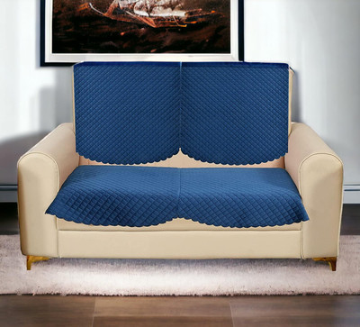 DEVANK Velvet Geometric 2 Seater Sofa Cover(Blue Pack of 1)