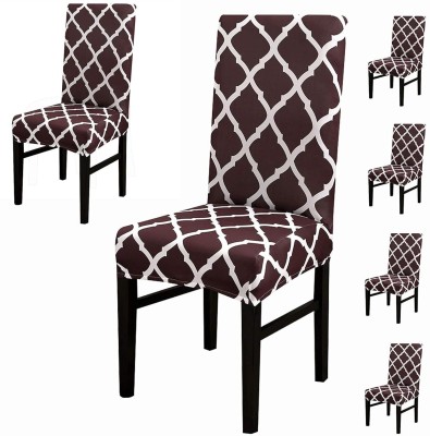 Priscilla Polycotton Abstract Chair Cover(Brown Pack of 6)