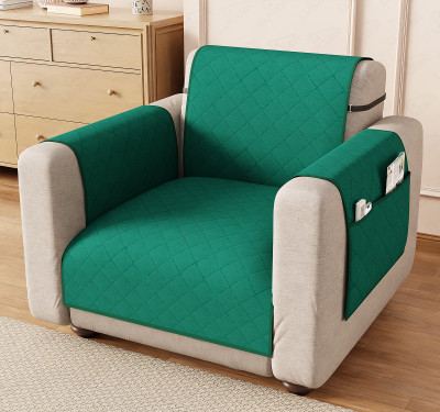 lukzer Polyester 1 Seater Sofa Plain Cover(Pack of 1 Forest Green)