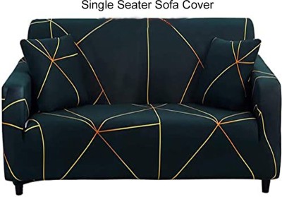 HOUSE OF QUIRK Polyester Abstract Sofa Cover(Green Gold Pack of 1)