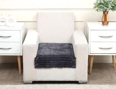 Fashion Throw Fleece Plain 1 Seater Sofa Cover(Dark Grey Pack of 1)