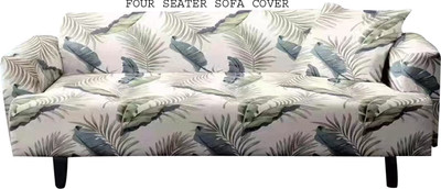 HOUSE OF QUIRK Polyester Floral 3 Seater Sofa Cover(Beige Fern Pack of 1)