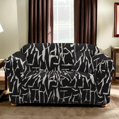 lukzer Polyester Abstract Sofa Cover(Black Pack of 1)