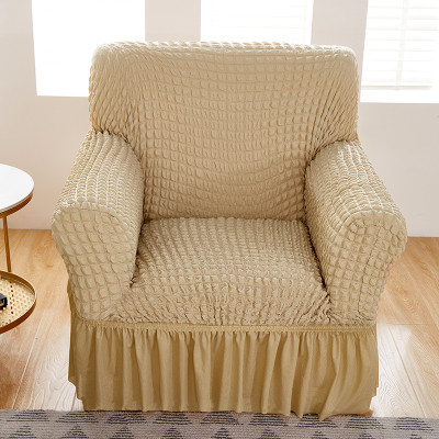 KUBER INDUSTRIES Polyester 1 Seater Sofa Checkered Cover(Pack of 1 Beige)