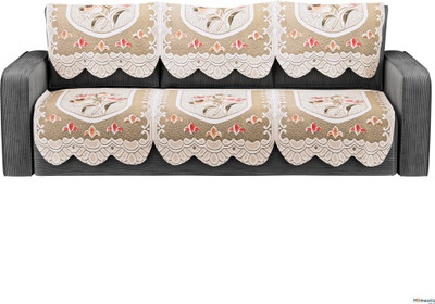 HOMESTIC Cotton 3 Seater Sofa Floral Cover(Pack of 6 Cream)