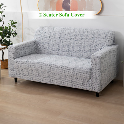 HOKiPO Polyester Abstract 2 Seater Sofa Cover(Abstract Grey Lines Pack of 1)