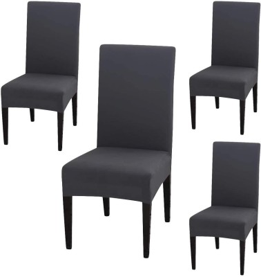 Rabhnoor Polyester Plain Chair Cover(Dark Grey Pack of 4)