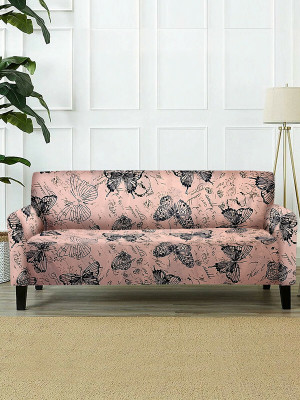 Cortina Polyester 3 Seater Sofa Abstract Cover(Pack of 1 Blue, Brown)