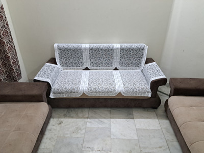 MANGERAM Polycotton 3+1+1 Seater Sofa Floral Cover(Pack of 4 Grey)