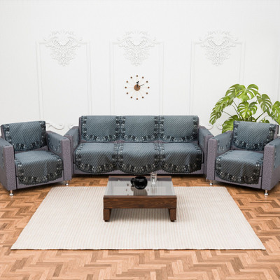 KUBER INDUSTRIES Cotton 3+2 Seater Sofa Floral Cover(Pack of 16 Grey)
