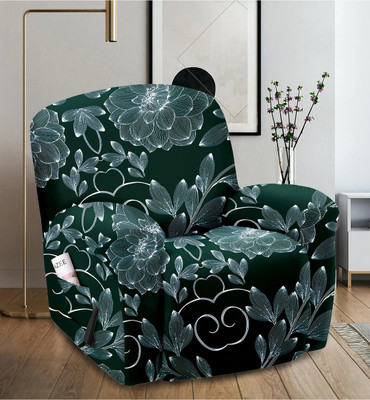 Cortina Polyester Geometric 1 Seater Sofa Cover(1 Seater Recliner Sofa Cover - Green Pack of 1)