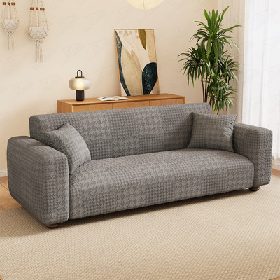 lukzer Jacquard Abstract 2 Seater Sofa Cover(2 Seater Sofa Cover with 1 Cushion Cover (Pastel Dark Grey Square Knit) Pack of 1)