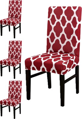 IndiRocks Polyester Geometric Chair Cover(Maroon Pack of 4)