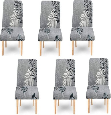 lukzer Polyester Abstract Chair Cover(Dark Grey Pack of 6)