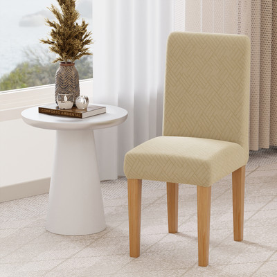 lukzer Jacquard 1 Seater Chair Plain Cover(Pack of 1 Pastel Yellow Abstract)